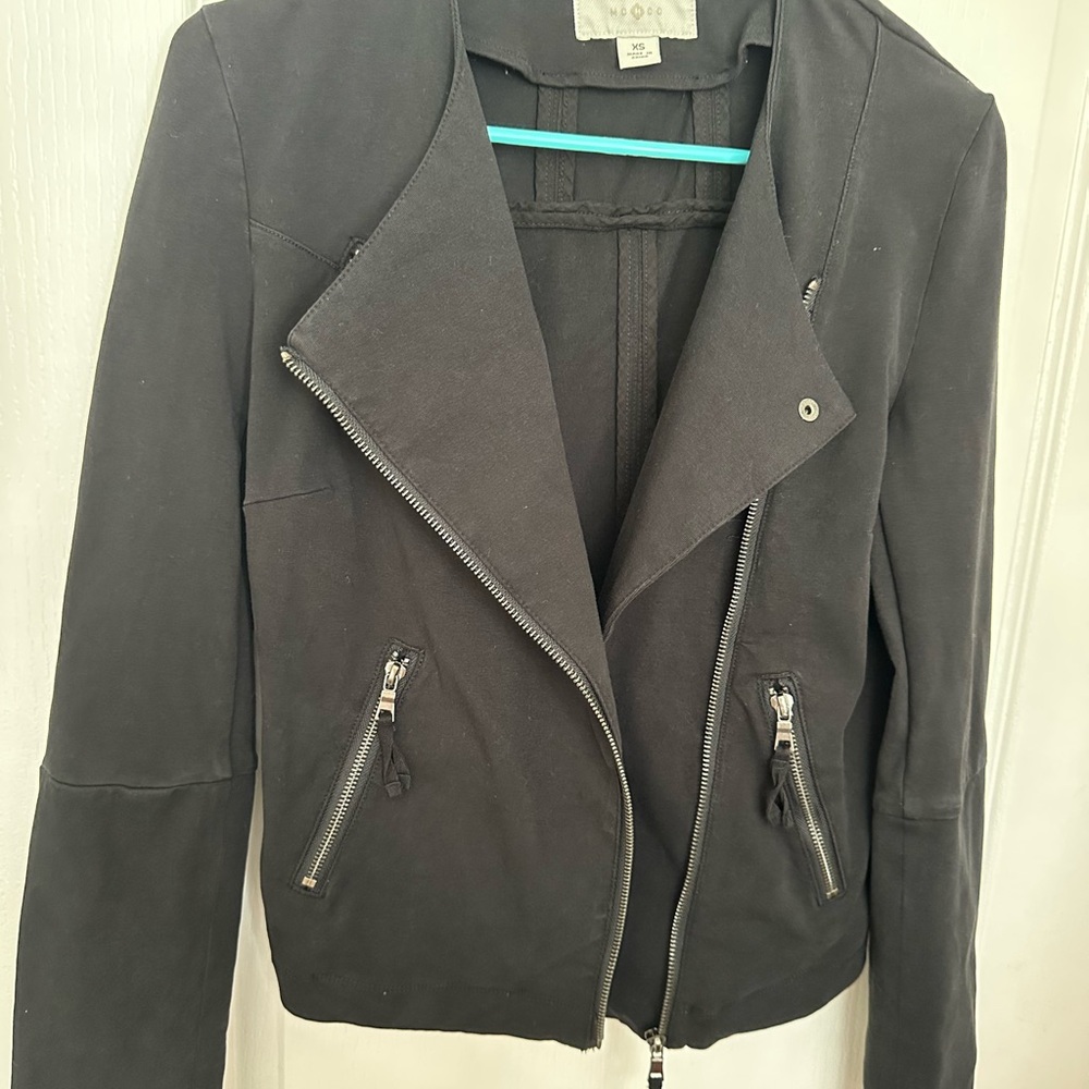 Mo & Co Black 100% Cotton Moto Jacket XS - Picture 1 of 7